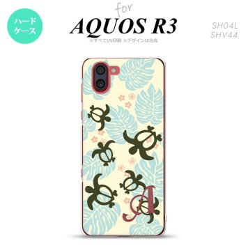 SH-04L SHV44 R3 AQUOS R3 スマホケース カバー ホヌ 小 黄 +アルファベット nk-r3-1467i