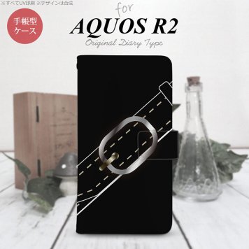 SH-03K/SHV42/706SH AQUOS R2 手帳型スマホケース カバー ベルト 黒  nk-004s-r2-dr326