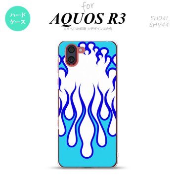 SH-04L SHV44 R3 AQUOS R3 スマホケース カバー ファイヤー 炎 白 青 nk-r3-1308