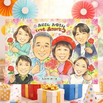誕生日のお祝いに、プレゼントにも喜ばれています。 似顔絵 家族 贈り物 ギフト 名入れ 手描き プレゼント 誕生日 家族 お祝い 記念 記念日 大人数 祖父 両親 ご両親 祖母 家族 修正無料 名入れ 下書き確認 似てる 喜ばれる 実績多数 サプライズ 家族 一生もの 宝物 長寿祝い 初任給 二次会 快気祝い ブライダルギフト ハロウィン キレイ 古希祝い オリジナル ホワイトデー カラフル