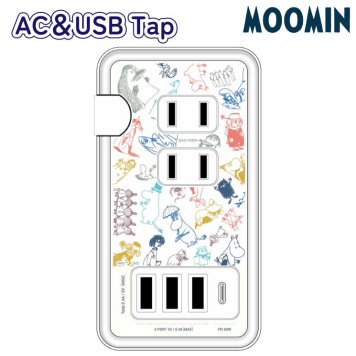 ムーミン 充電器 コンセント ACタップ USB Aポート キャラクター グッズ  スマホ 充電 アダプタ 便利 コンセント ３個口 Aポート ４個口 おしゃれ かわいい MMN-267A