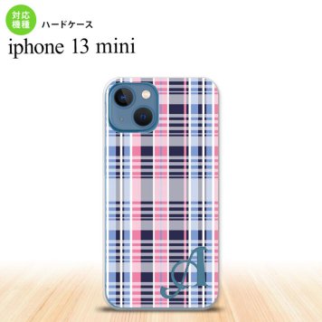 iPhone13mini iPhone13 mini ケース ハードケース チェック B ピンク 青 +アルファベット  nk-i13m-440i