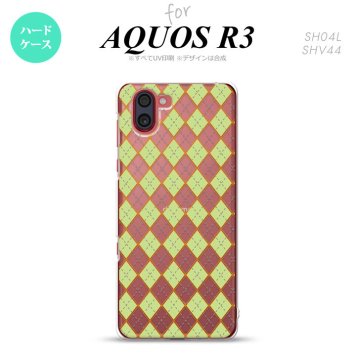 SH-04L SHV44 R3 AQUOS R3 スマホケース カバー アーガイル クリア 緑 nk-r3-1408