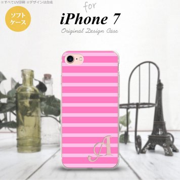 【iPhone7】【スマホケース/スマホカバー】【アイフォン７】iPhone7 スマホケース ケース アイフォン７ ソフトケース イニシャル ボーダー ピンク nk-iphone7-tp708ini【メール便送料無料】