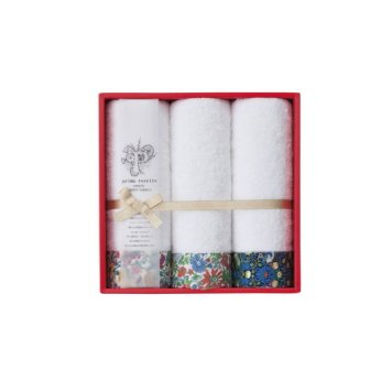 【送料無料・包装無料・のし無料】prima rosette using by LIBERTY FABRICS  フェイスタオル3P イエロー・グリーン・ネイビー PR-2435-GN(B4)お年賀 寒中見舞い 入学祝い 卒業祝い 就職祝い 結婚祝い 誕生日 出産祝い 引越祝い 香典返し 新盆 初盆 御礼 お中元 内祝い 快気祝い ご挨拶 志 法事