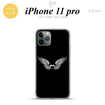 iPhone11Pro iPhone11 Pro スマホケース ソフトケース 黒翼 ハート 黒 グレー メンズ レディース nk-i11p-tp468
