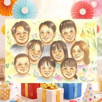 誕生日のお祝いに、大切な贈り物だから心を込めて仕上げます。 似顔絵 大人数 贈り物 名入れ プレゼント ギフト 手描き 誕生日 記念日 長寿 お祝い 大人数 世代 ご家族 祖父母 孫 修正無料 名入れ 下書き確認 喜ばれる サプライズ 親孝行 一生もの 宝物 集合 大人数 全員 卒寿祝い 感謝 ブライダルギフト メモリアル イラスト 感動 白寿祝い 闘病中の方への励まし 同窓会 長寿祝い 二次会