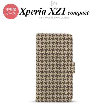【手帳型 スマホ カバー ケース】【SO02K】【エクスペリア XZ1】手帳型 ケース SO-02K スマホ カバー Xperia XZ1 Compact エクスペリア 千鳥柄 茶 nk-004s-so02k-dr910【メール便送料無料】