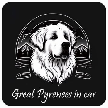 ドッグ カーステッカー イラスト付 Dog in Car グレートピレニーズ Aタイプ セーフティサイン 犬種別 正方形 13x13cm シール リア あおり運転対策 Dog Sticker 屋外 屋内 防水 かわいい おしゃれ 安全対策 カーサイン