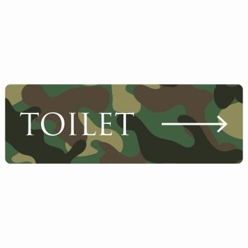 トイレ 案内 シール TOILET 文字タイプ 迷彩 カラー 右 矢印 長方形 方向案内 進路ドア 防水 屋内 屋外 サインステッカー ピクトサイン トイレマーク表示 案内 注意 施設 御手洗 TOILET おしゃれ シンプル 安全対策