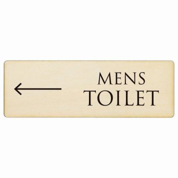 トイレ プレート 木製 MENS 文字タイプ ナチュラル ブラック 左 矢印 長方形 18x6cm 方向案内 進路ドア サインプレート ピクトサイン トイレマーク表示 案内 注意 施設 御手洗 TOILET おしゃれ シンプル 安全対策