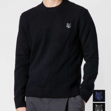 メゾンキツネ MAISON KITSUNE NM00805KT1006 セーター BOLD FOX HEAD PATCH REGULAR JUMPER IN LAMBSWOOL メンズ トップス 長袖