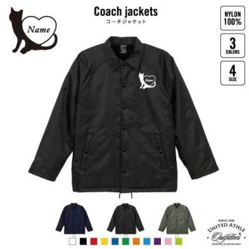 キャット＆ハート/名入れボア裏地付きコーチジャケット 左胸ワンポイントミリタリー アメカジ ブラック ネイビー カーキ ストリート ブルゾン アウター