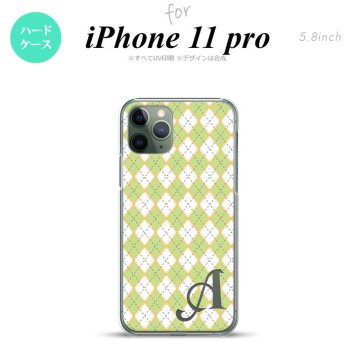 iPhone11Pro iPhone11 Pro スマホケース ハードケース アーガイル 緑 グレー +アルファベット メンズ レディース nk-i11p-1407i