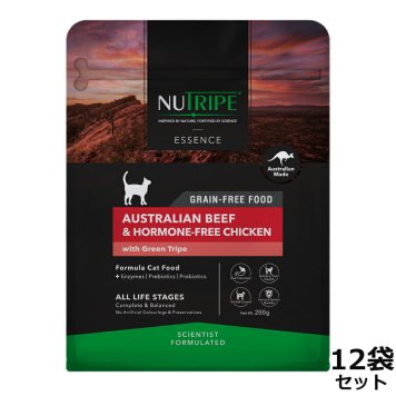 ニュートライプ GFドライ キャット ビーフ＆チキン with グリーントライプ 200g×12袋 グレインフリー 穀物不使用 犬 ドッグフード 無添加