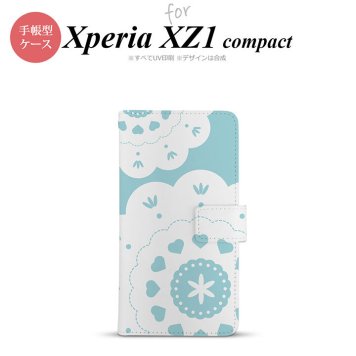 【手帳型 スマホ カバー ケース】【SO02K】【エクスペリア XZ1】手帳型 ケース SO-02K スマホ カバー Xperia XZ1 Compact エクスペリア レース・クリア 緑 nk-004s-so02k-dr1483【メール便送料無料】