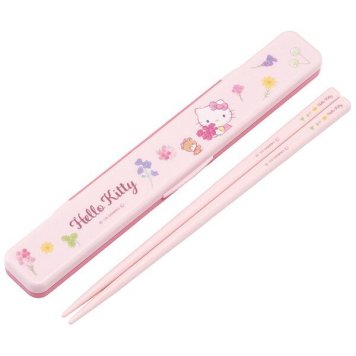 ハローキティ フラワーリース 抗菌 音のならない箸・箸箱セット 箸18cm スケーター ※送料無料(ポスト投函)