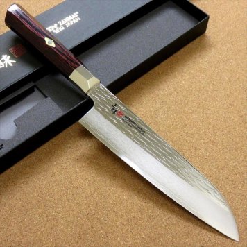【関の刃物】【三徳包丁 18cm(180mm)】【国産日本製】MCUSTA ZANMAI 三昧 シュープリーム 波目 ダマスカス33層鋼 芯金VG-10 ステンレススチール 赤合板ハンドル 文化包丁 送料無料(※一部地域を除く)