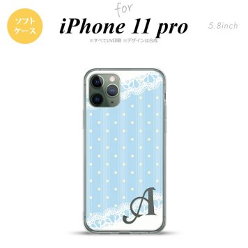 iPhone11Pro iPhone11 Pro スマホケース ソフトケース ドット レース C 水色 +アルファベット メンズ レディース nk-i11p-tp1617i