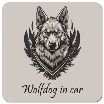 イラスト付 Dog in Car ウルフドッグ Bタイプ カーサイン 車 マグネットステッカー 犬 マグネット 強力 13x13cm 正方形 おしゃれ かわいい ドラレコステッカー 安全対策 危険運転 煽り運転 アニマル 動物 犬種別 屋外 防水 屋内