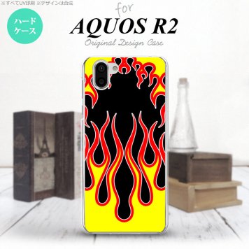 AQUOS R2 アクオス アール2 SH-03K SHV42 専用 スマホケース カバー ハードケース ファイヤー 黒×黄 nk-r2-1301[スマホ,スマホケース,スマホカバー,ケース,カバー,ジャケット]
