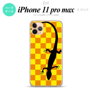 iPhone11ProMax iPhone11pro max スマホケース ハードケース トカゲ 市松 黄 メンズ レディース nk-i11pm-861
