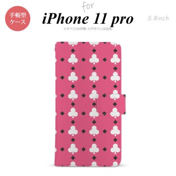 iPhone11Pro iPhone11 Pro 手帳型スマホケース カバー トランプ クラブ ピンク 白  nk-004s-i11p-dr536