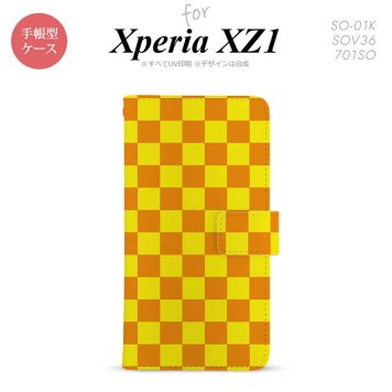 【手帳型 スマホ カバー ケース】【SO01K】【エクスペリア XZ1】手帳型 ケース SO-01K スマホ カバー Xperia XZ1 エクスペリア スクエア 黄×オレンジ nk-004s-so01k-dr767【メール便送料無料】