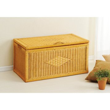今枝商店 Romantic Rattan フタ付バスケット 大【沖縄・離島配達不可】 E13