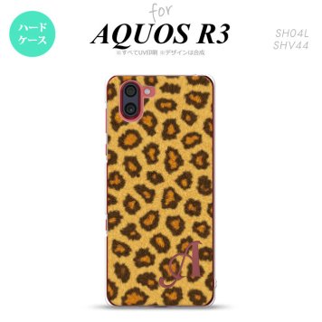 SH-04L SHV44 R3 AQUOS R3 スマホケース カバー 豹柄 A 茶 +アルファベット nk-r3-025i