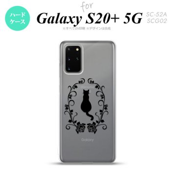 SC-52A SCG02 Galaxy S20+ 5G スマホケース ハードケース 猫とバラ A 黒 メンズ レディース nk-s20p-1142