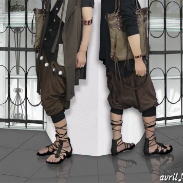 サルエルパンツ ドレープパンツ ブラウン サロン系　 2wayメタルB仕様 サス付ドレープサルエルパンツ （茶）BROWN　ロンT・シャツ・ジャケットともぴったりFIT！　 母の日 福袋 　  2020