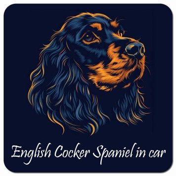 イラスト付 Dog in Car イングリッシュコッカースパニエル Bタイプ カーサイン 車 マグネットステッカー 犬 マグネット 強力 13x13cm 正方形 おしゃれ かわいい ドラレコステッカー 安全対策 危険運転 煽り運転 アニマル 動物 犬種別 屋外 防水 屋内