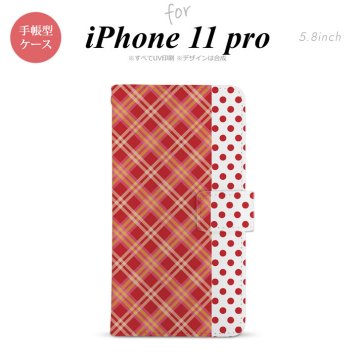 iPhone11Pro iPhone11 Pro 手帳型スマホケース カバー タータン ドット 赤  nk-004s-i11p-dr1531