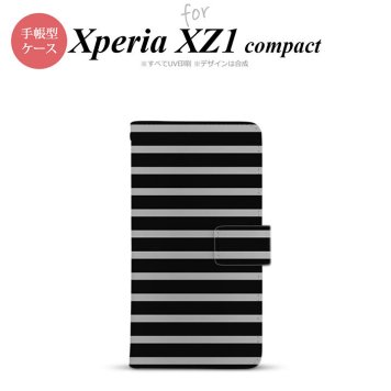【手帳型 スマホ カバー ケース】【SO02K】【エクスペリア XZ1】手帳型 ケース SO-02K スマホ カバー Xperia XZ1 Compact エクスペリア ボーダー 黒×グレー nk-004s-so02k-dr705【メール便送料無料】