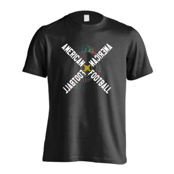 アメフト Tシャツ 半袖 メンズ ウェア レディース 練習着 ジュニア ドライ おもしろ tシャツ 速乾 名入れ スポーツ 女子 男子 チーム おしゃれ 文字入れ 「ネオンスタイルのクロスAMERICAN FOOTBALL」 アートワークスコウベ 【送料無料】