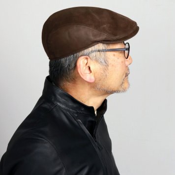 Gottmann ハンチング ゴットマン | Jackson ドイツ 本革 レザー 帽子 メンズ 秋冬 ブランド 牛革 茶 ブラウン 父の日