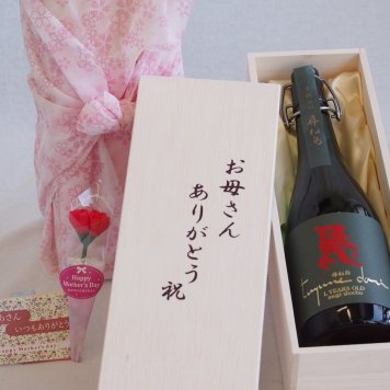 母の日 お母さんありがとう木箱セット 壱岐の華麦焼酎尋ね鳥 25 °(長崎県) 720ml 母の日カードとカーネイション付