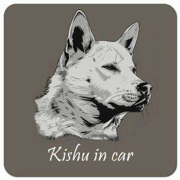 イラスト付 Dog in Car 紀州犬 Bタイプ カーサイン 車 マグネットステッカー 犬 マグネット 強力 13x13cm 正方形 おしゃれ かわいい ドラレコステッカー 安全対策 危険運転 煽り運転 アニマル 動物 犬種別 屋外 防水 屋内