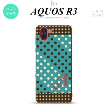 SH-04L SHV44 R3 AQUOS R3 スマホケース カバー ドット 水玉 C 青緑 茶 +アルファベット nk-r3-1654i