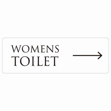 トイレ 案内 シール WOMENS 文字タイプ ホワイト ブラック 右 矢印 長方形 方向案内 進路ドア 防水 屋内 屋外 サインステッカー ピクトサイン トイレマーク表示 案内 注意 施設 御手洗 TOILET おしゃれ シンプル 安全対策