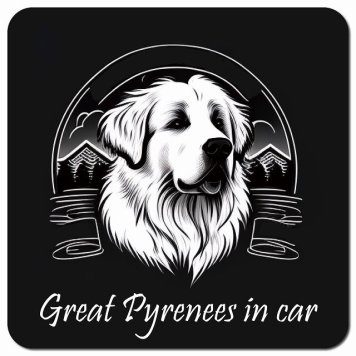 イラスト付 Dog in Car グレートピレニーズ Aタイプ カーサイン 車 マグネットステッカー 犬 マグネット 強力 13x13cm 正方形 おしゃれ かわいい ドラレコステッカー 安全対策 危険運転 煽り運転 アニマル 動物 犬種別 屋外 防水 屋内