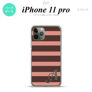 iPhone11Pro iPhone11 Pro スマホケース ハードケース ボーダー 大 茶 ピンク +アルファベット メンズ レディース nk-i11p-794i