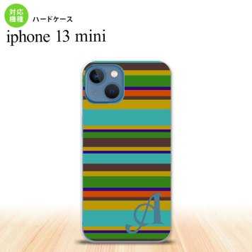 iPhone13mini iPhone13 mini ケース ハードケース ボーダー ターコイズ +アルファベット  nk-i13m-702i