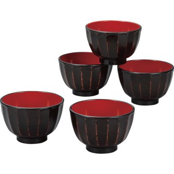 【ギフト対応無料】抗菌 菊彫汁椀5客揃 曙 (17002) ※送料無料(北海道・沖縄は除く)