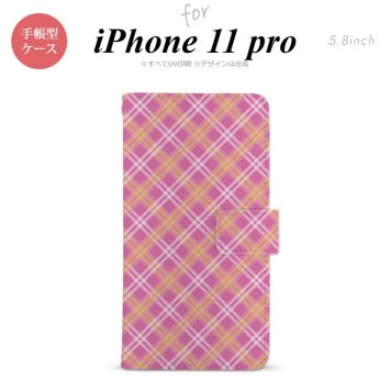iPhone11Pro iPhone11 Pro 手帳型スマホケース カバー バイアスチェック ピンク  nk-004s-i11p-dr433