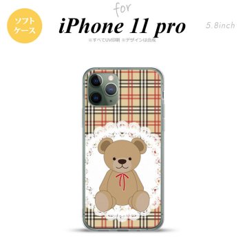 iPhone11Pro iPhone11 Pro スマホケース ソフトケース くま チェック レース 茶 赤 メンズ レディース nk-i11p-tp754