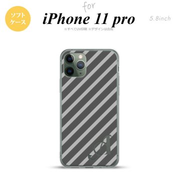 iPhone11Pro iPhone11 Pro スマホケース ソフトケース ストライプ グレー +アルファベット メンズ レディース nk-i11p-tp711i