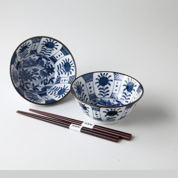 間取花鳥 5.0多用丼ペアー 磁器 美濃焼 やきものの里から、暮らしを贈ります。　ギフト 食器 セット テーブルウェア