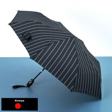 Knirps T.220 自動開閉 折りたたみ傘 8本骨 53cm ストライプ柄 ブラック